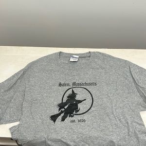 Salem Massachusetts size medium gray shirt witch on front